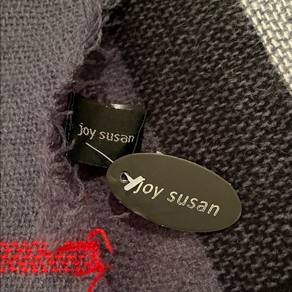 Joy Susan Scarf Wrap Shawl Cozy Throw-Gray, Red, Black and White - Picture 2 of 8